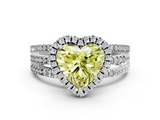 White gold Fancy Yellow Heart  Cut Halo Diamond Engagement Ring with Split Shank and Four-Prong Setting_20