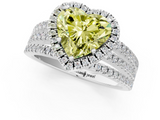 White gold Fancy Yellow Heart  Cut Halo Diamond Engagement Ring with Split Shank and Four-Prong Setting_21