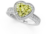 White gold Fancy Yellow Heart  Cut Halo Diamond Pave Band Ring with Four-Prong Setting_45