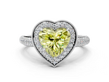 White gold Fancy Yellow Heart  Cut Halo Diamond Pave Band with Four-Prong Setting_37