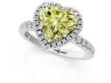 White gold Fancy Yellow Heart Cut Halo Diamond Pave Band with Prong Setting_1