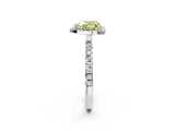 White gold Fancy Yellow Heart Cut Halo Diamond Pave Band with Prong Setting_2