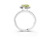 White gold Fancy Yellow Heart Cut Halo Diamond Pave Band with Prong Setting_3