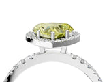 White gold Fancy Yellow Heart Cut Halo Diamond Pave Band with Prong Setting_4