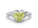 White gold Fancy Yellow Heart  Cut Halo Diamond Ring with Channel Set Band and Four-Prong Setting_32