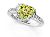 White gold Fancy Yellow Heart  Cut Halo Diamond Ring with Channel Set Band and Four-Prong Setting_33