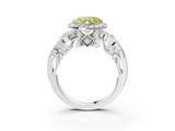 White gold Fancy Yellow Heart Cut Halo Diamond Ring with Milgrain and Bezel Accents on a Split Shank Band_15