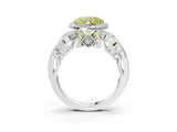 White gold Fancy Yellow Heart Cut Halo Diamond Ring with Milgrain and Bezel Accents on a Split Shank Band_27