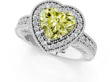 White gold Fancy Yellow Heart  Cut Halo Diamond Ring with Pavé Band and Four-Prong Setting_53