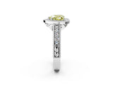 White gold Fancy Yellow Heart  Cut Halo Diamond Ring with Pavé Band and Four-Prong Setting_54