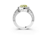 White gold Fancy Yellow Heart  Cut Halo Diamond Ring with Pavé Band and Four-Prong Setting_55