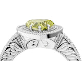 White gold Fancy Yellow Heart  Cut Halo Diamond Ring with Pavé Band and Four-Prong Setting_56