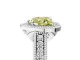 White gold Fancy Yellow Heart  Cut Halo Diamond Ring with Pavé Band and Four-Prong Setting_57