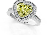 White gold Fancy Yellow Heart  Cut Halo Diamond Ring with Pavé Band and Milgrain Prong Setting_33