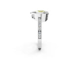 White gold Fancy Yellow Heart  Cut Halo Diamond Ring with Pavé Band and Milgrain Prong Setting_34