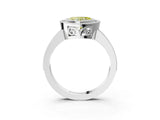 White gold Fancy Yellow Heart  Cut Halo Diamond Ring with Pavé Band and Milgrain Prong Setting_35