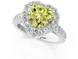 White gold Fancy Yellow Heart Cut Halo Diamond Ring with Pavé Band and Three-Prong Setting_25