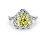 White gold Fancy Yellow Heart Cut Halo Diamond Ring with Pavé Band and Three-Prong Setting_36