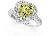 White gold Fancy Yellow Heart Cut Halo Diamond Ring with Pavé Band and Three-Prong Setting_37