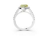 White gold Fancy Yellow Heart Cut Halo Diamond Ring with Pavé Band and Three-Prong Setting_39