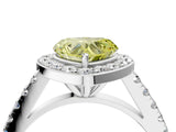 White gold Fancy Yellow Heart Cut Halo Diamond Ring with Pavé Band and Three-Prong Setting_40