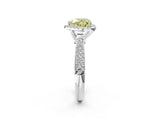 White gold Fancy Yellow Heart Cut Halo Diamond Ring with Pavé Band_26