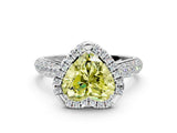 White gold Fancy Yellow Heart Cut Halo Diamond Ring with Pavé Band_36
