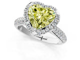 White gold Fancy Yellow Heart Cut Halo Diamond Ring with Pavé Band_37