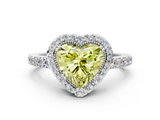 White gold Fancy Yellow Heart  Cut Halo Diamond Ring with Pave Band and Four-Prong Setting_24