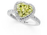 White gold Fancy Yellow Heart  Cut Halo Diamond Ring with Pave Band and Four-Prong Setting_25