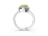 White gold Fancy Yellow Heart  Cut Halo Diamond Ring with Pave Band and Four-Prong Setting_27