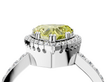 White gold Fancy Yellow Heart  Cut Halo Diamond Ring with Pave Band and Four-Prong Setting_28