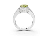 White gold Fancy Yellow Heart Cut Halo Diamond Ring with Round  Split Shank and Prong Setting_129