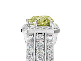 White gold Fancy Yellow Heart Cut Halo Diamond Ring with Round  Split Shank and Prong Setting_131