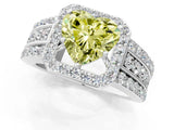 White gold Fancy Yellow Heart Cut Halo Diamond Ring with Round  Split Shank and Prong Setting_133