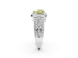 White gold Fancy Yellow Heart Cut Halo Diamond Ring with Round  Split Shank and Prong Setting_134