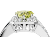 White gold Fancy Yellow Heart Cut Halo Diamond Ring with Round  Split Shank and Prong Setting_136