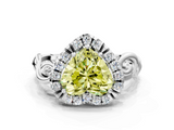 White gold Fancy Yellow Heart  Cut Halo Diamond Ring with Scrollwork Band and Four-Prong Setting_120