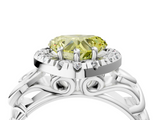White gold Fancy Yellow Heart  Cut Halo Diamond Ring with Scrollwork Band and Four-Prong Setting_120