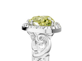 White gold Fancy Yellow Heart  Cut Halo Diamond Ring with Scrollwork Band and Four-Prong Setting_121