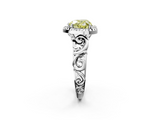White gold Fancy Yellow Heart  Cut Halo Diamond Ring with Scrollwork Band and Four-Prong Setting_122