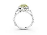 White gold Fancy Yellow Heart  Cut Halo Diamond Ring with Scrollwork Band and Four-Prong Setting_123