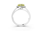 White gold Fancy Yellow Heart Cut Halo Diamond Ring with Solitaire Band and Prong Setting_3