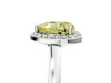 White gold Fancy Yellow Heart Cut Halo Diamond Ring with Solitaire Band and Prong Setting_5