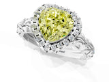White gold Fancy Yellow Heart Cut Halo Diamond Solitaire with Filigree Band and Four-Prong Setting_1