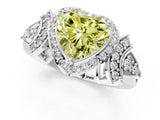 White gold Fancy Yellow Heart Cut Halo Diamond Split Shank Engagement Ring with Four-Prong Setting_1