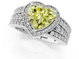 White gold Fancy Yellow Heart Cut Halo Diamond Split Shank Ring with Prong Setting_1