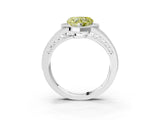 White gold Fancy Yellow Heart Cut Halo Diamond Split Shank Ring with Prong Setting_21