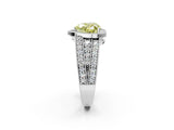 White gold Fancy Yellow Heart Cut Halo Diamond Split Shank Ring with Prong Setting_2