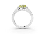 White gold Fancy Yellow Heart Cut Halo Diamond Split Shank Ring with Prong Setting_3